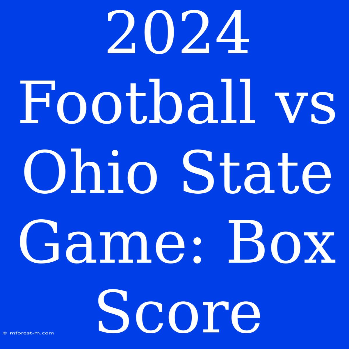 2024 Football Vs Ohio State Game: Box Score