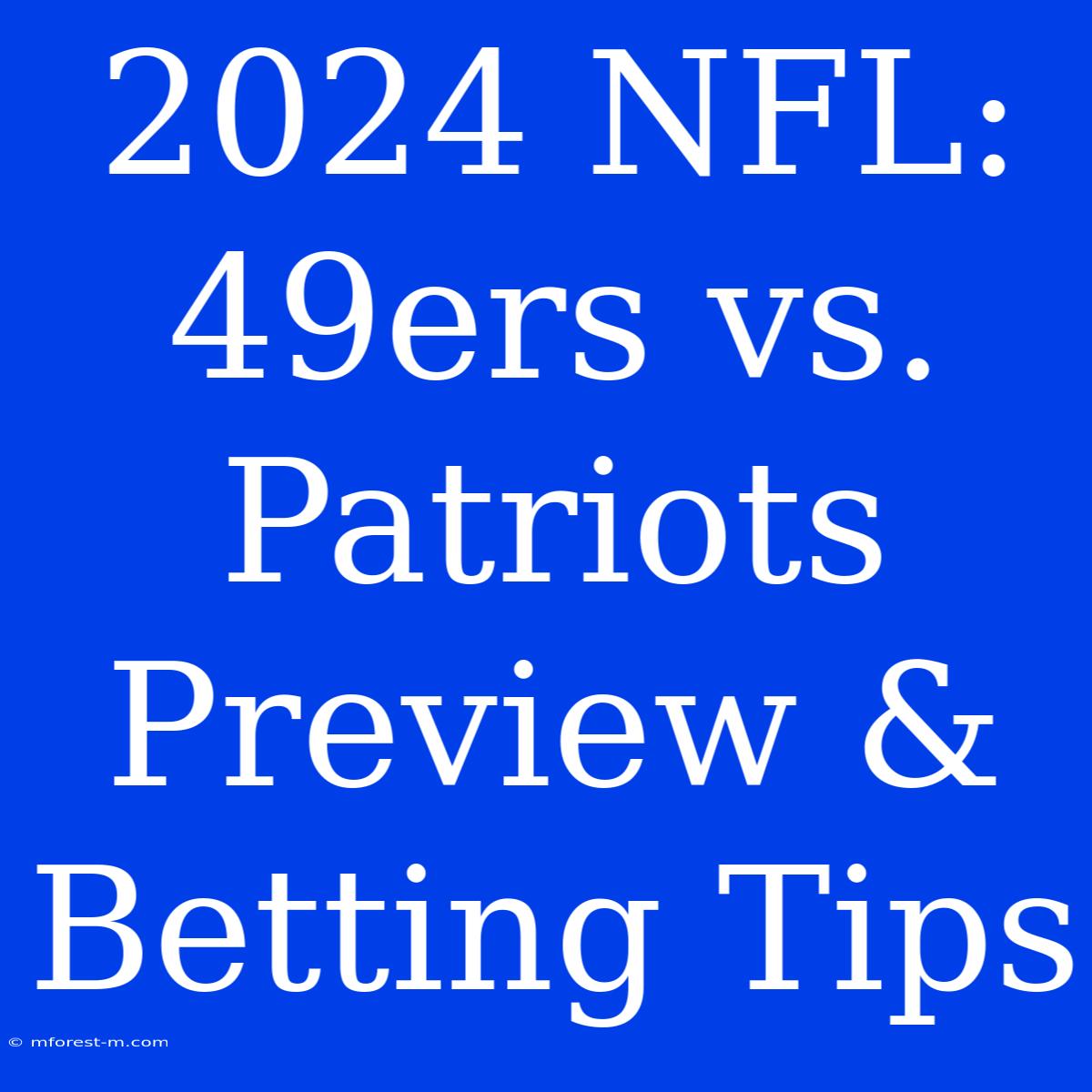 2024 NFL: 49ers Vs. Patriots Preview & Betting Tips 