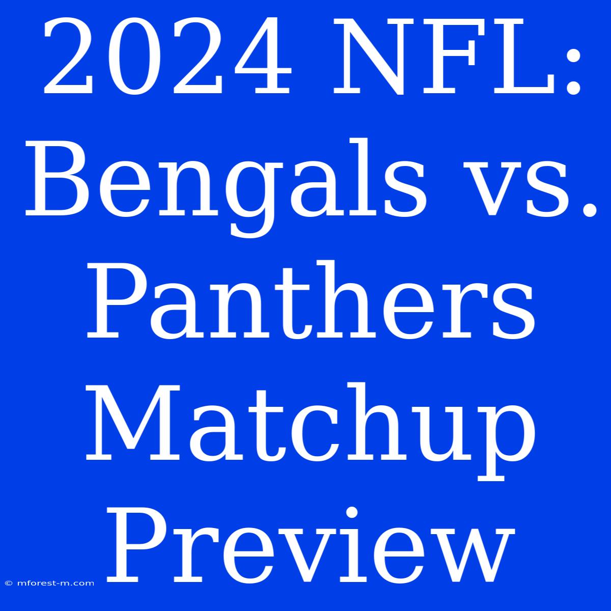 2024 NFL: Bengals Vs. Panthers Matchup Preview