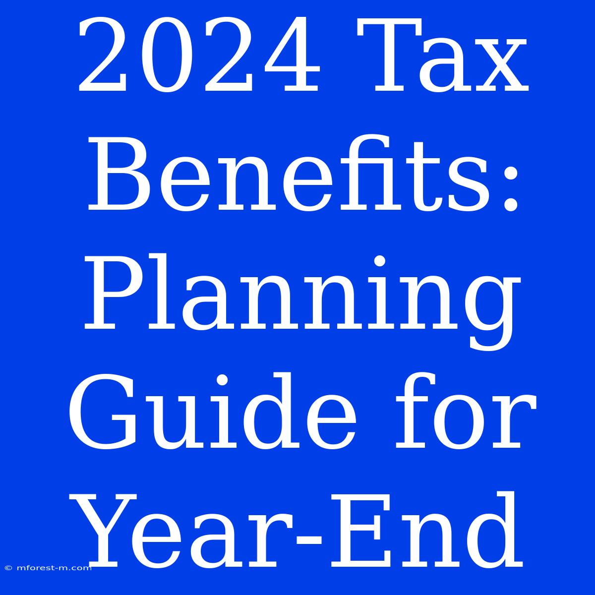 2024 Tax Benefits: Planning Guide For Year-End 