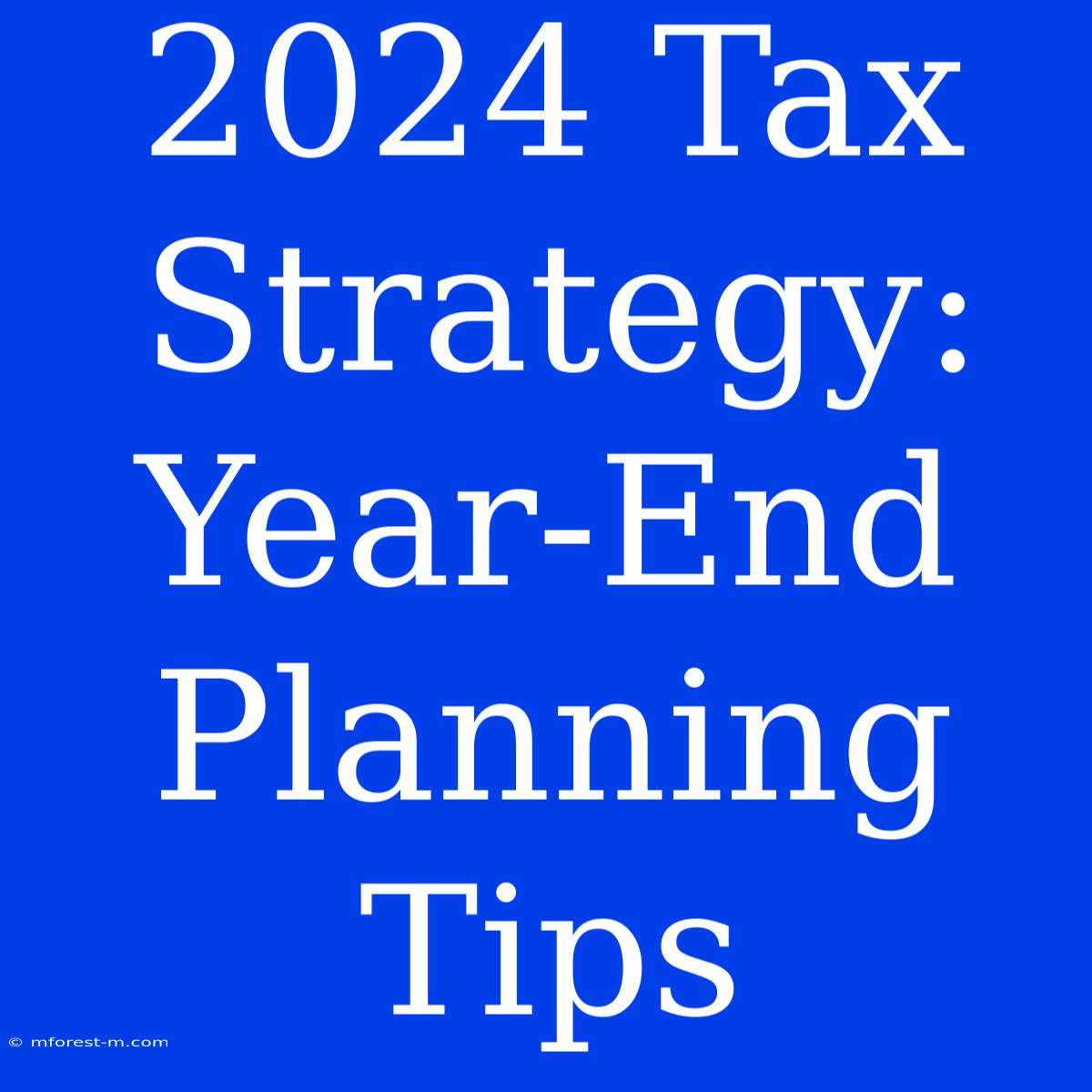 2024 Tax Strategy: Year-End Planning Tips