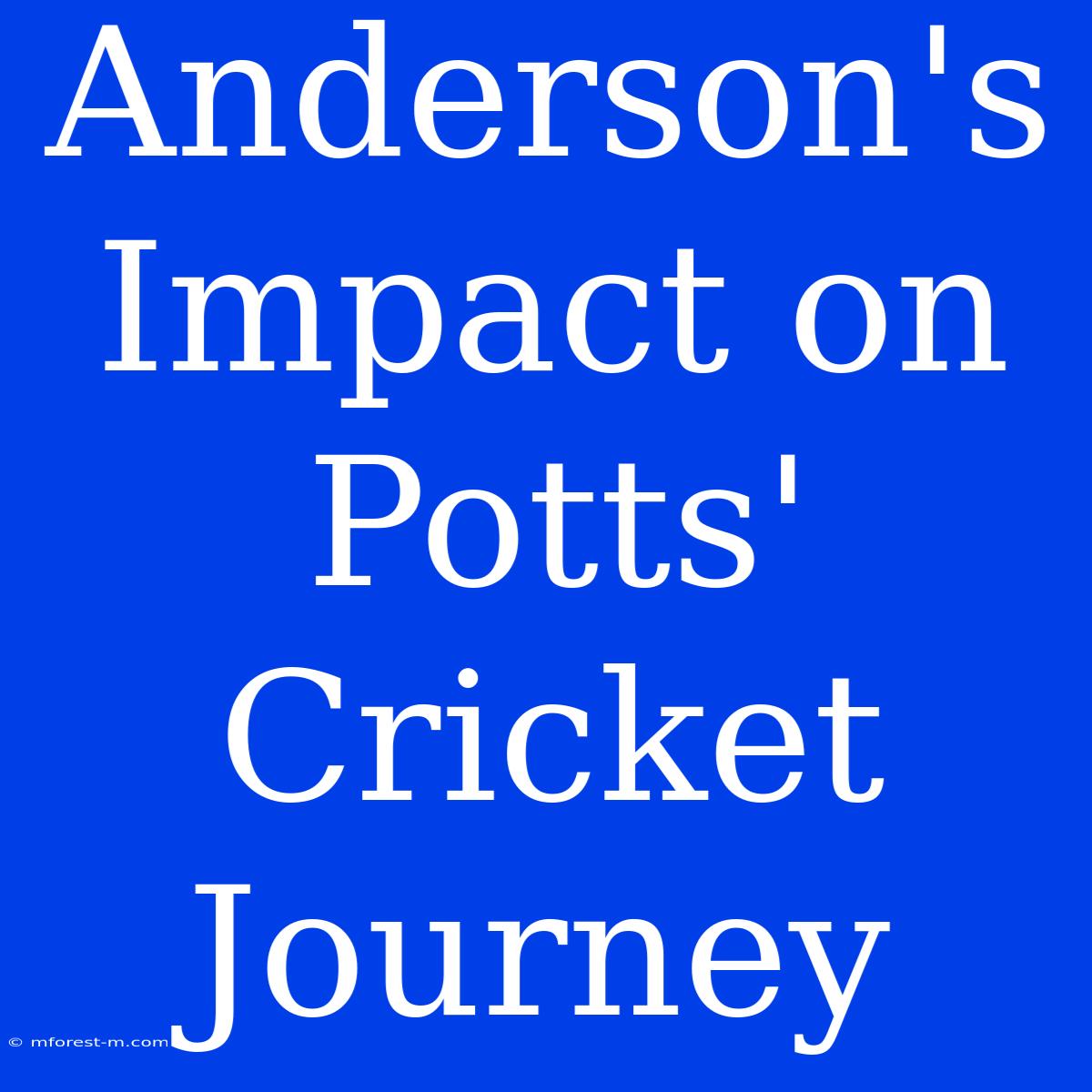 Anderson's Impact On Potts' Cricket Journey