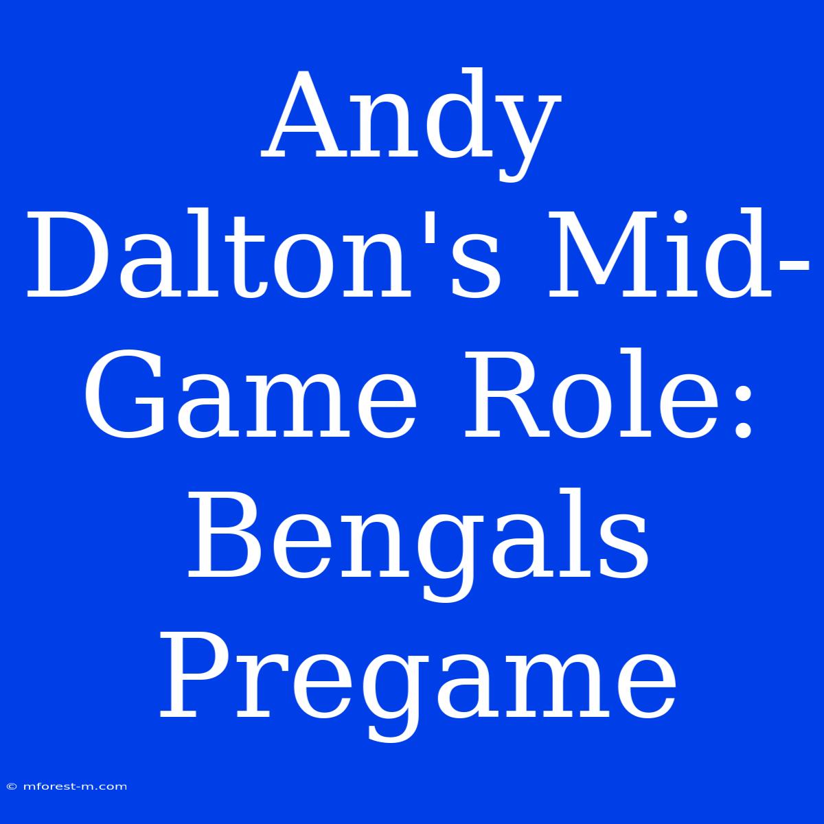 Andy Dalton's Mid-Game Role: Bengals Pregame