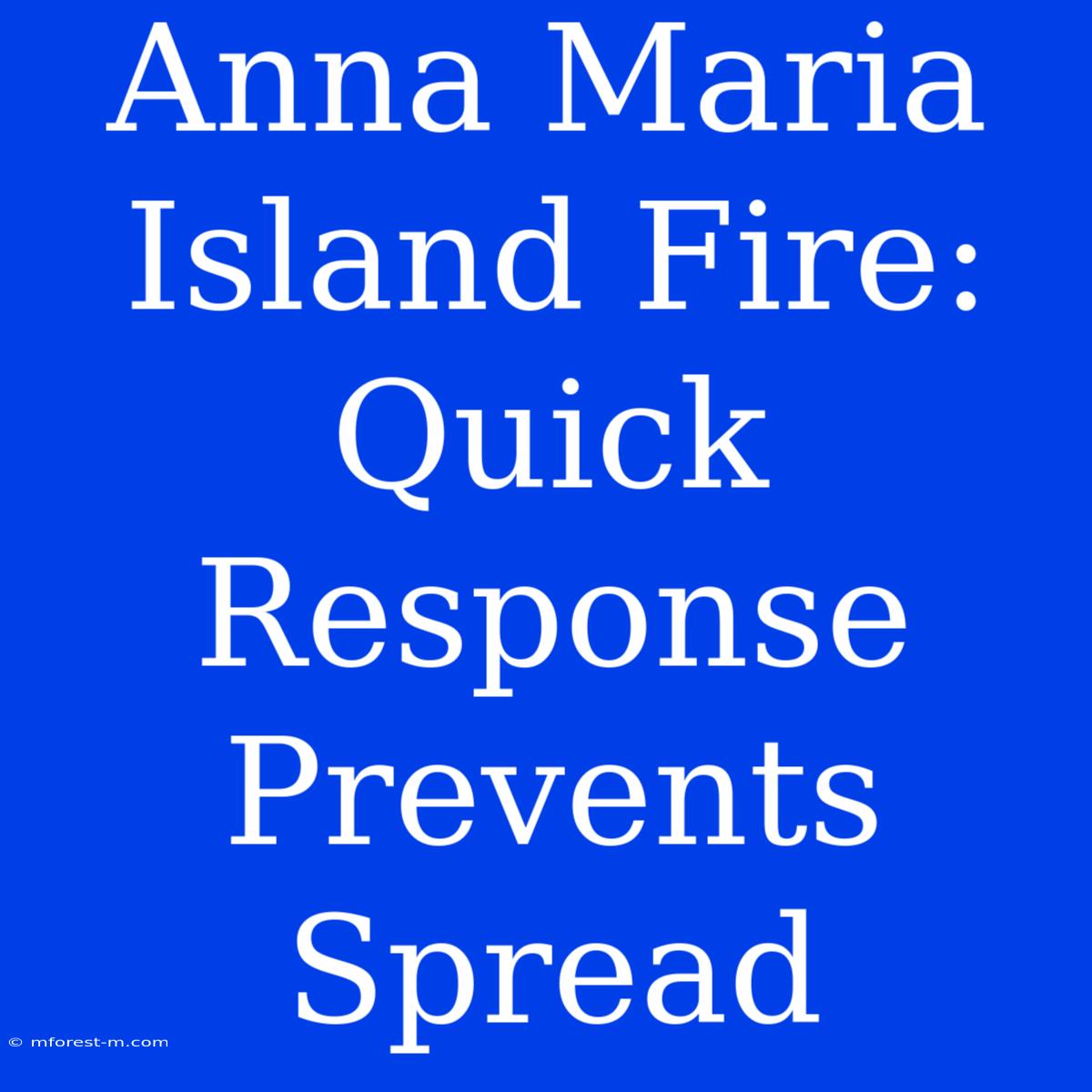 Anna Maria Island Fire: Quick Response Prevents Spread