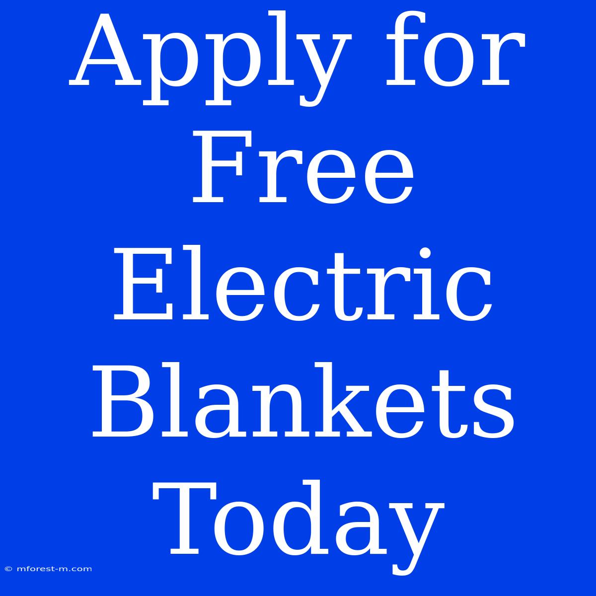 Apply For Free Electric Blankets Today 