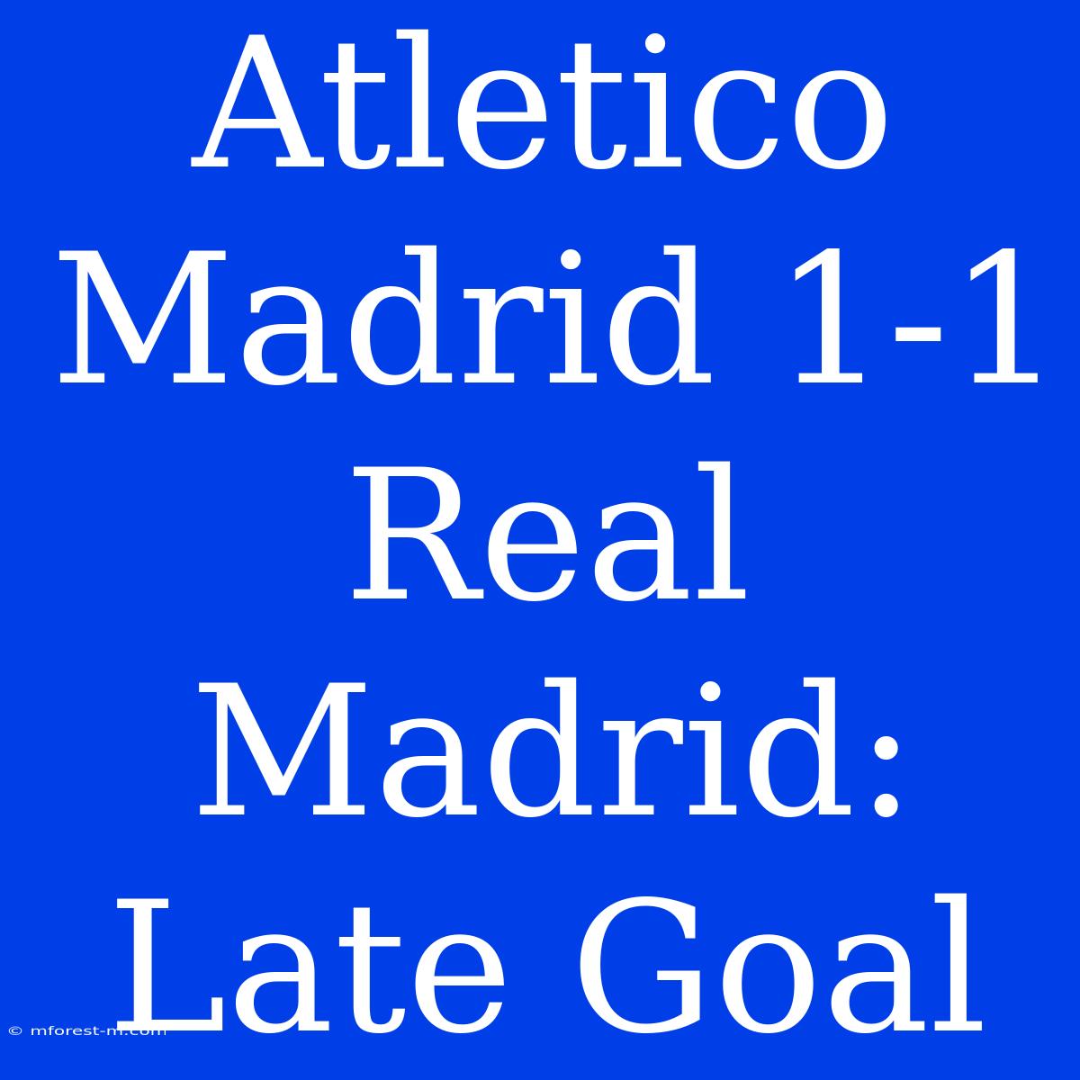 Atletico Madrid 1-1 Real Madrid: Late Goal