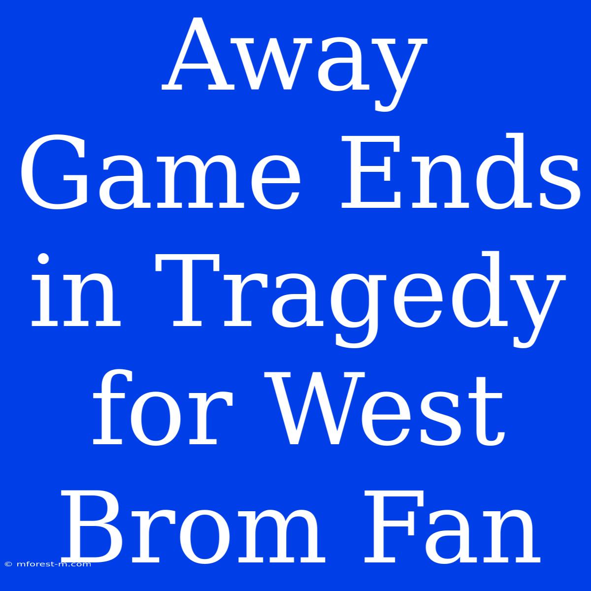 Away Game Ends In Tragedy For West Brom Fan