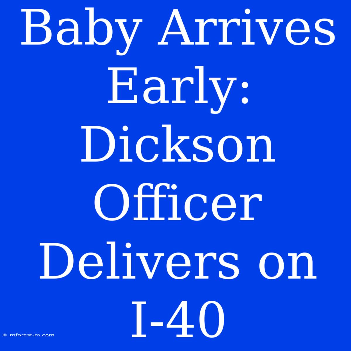 Baby Arrives Early: Dickson Officer Delivers On I-40 