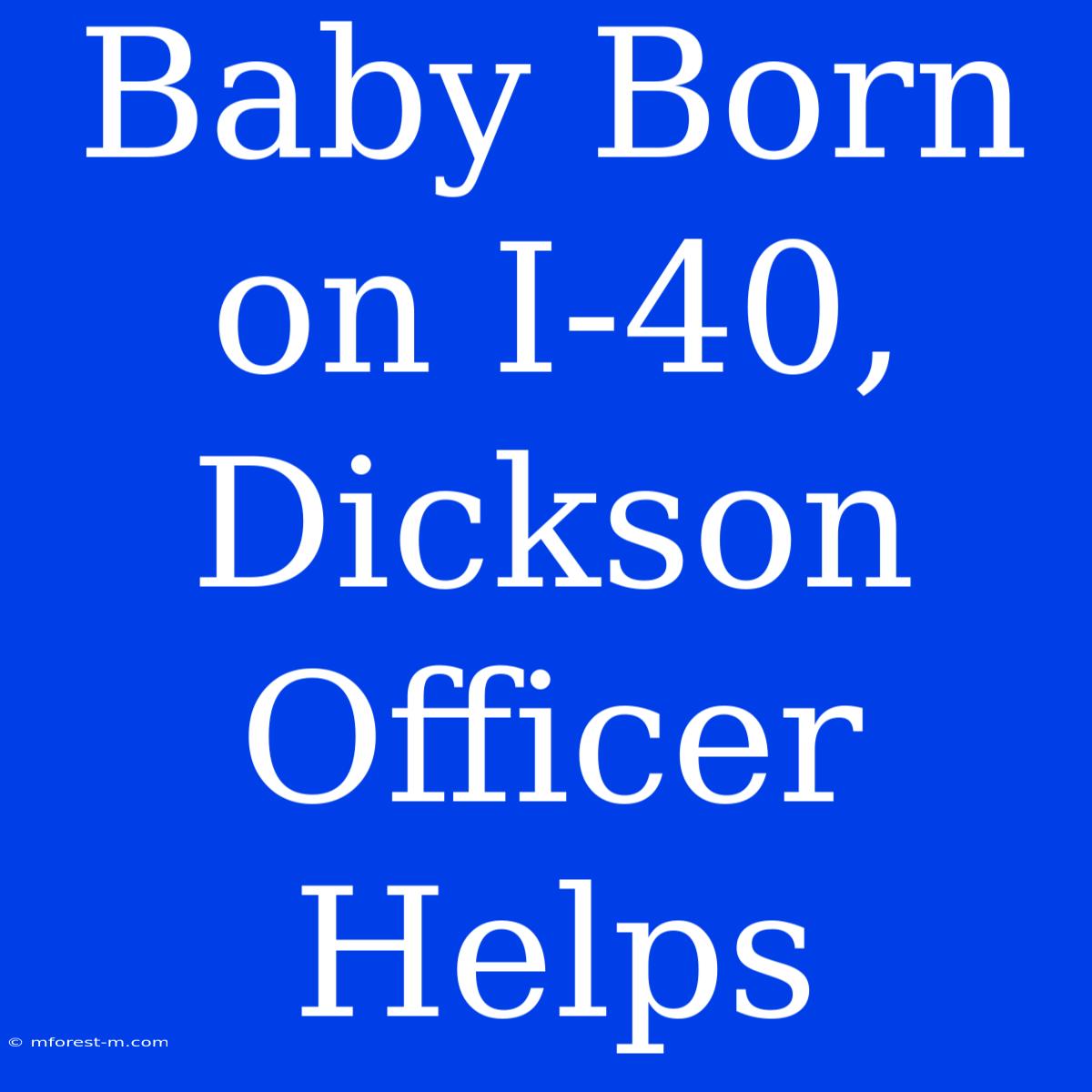 Baby Born On I-40, Dickson Officer Helps