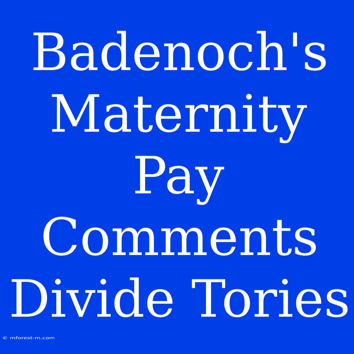 Badenoch's Maternity Pay Comments Divide Tories