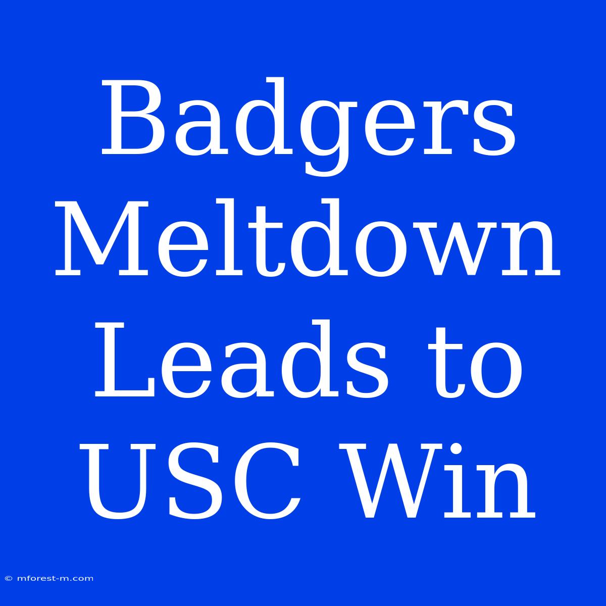 Badgers Meltdown Leads To USC Win