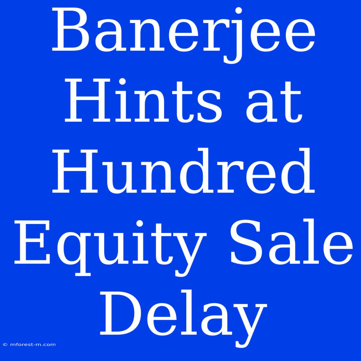 Banerjee Hints At Hundred Equity Sale Delay