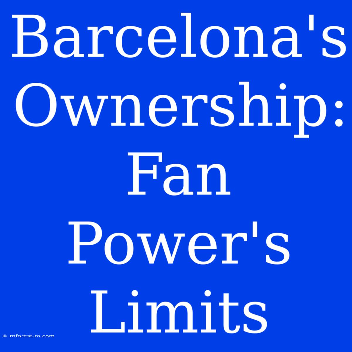 Barcelona's Ownership: Fan Power's Limits 