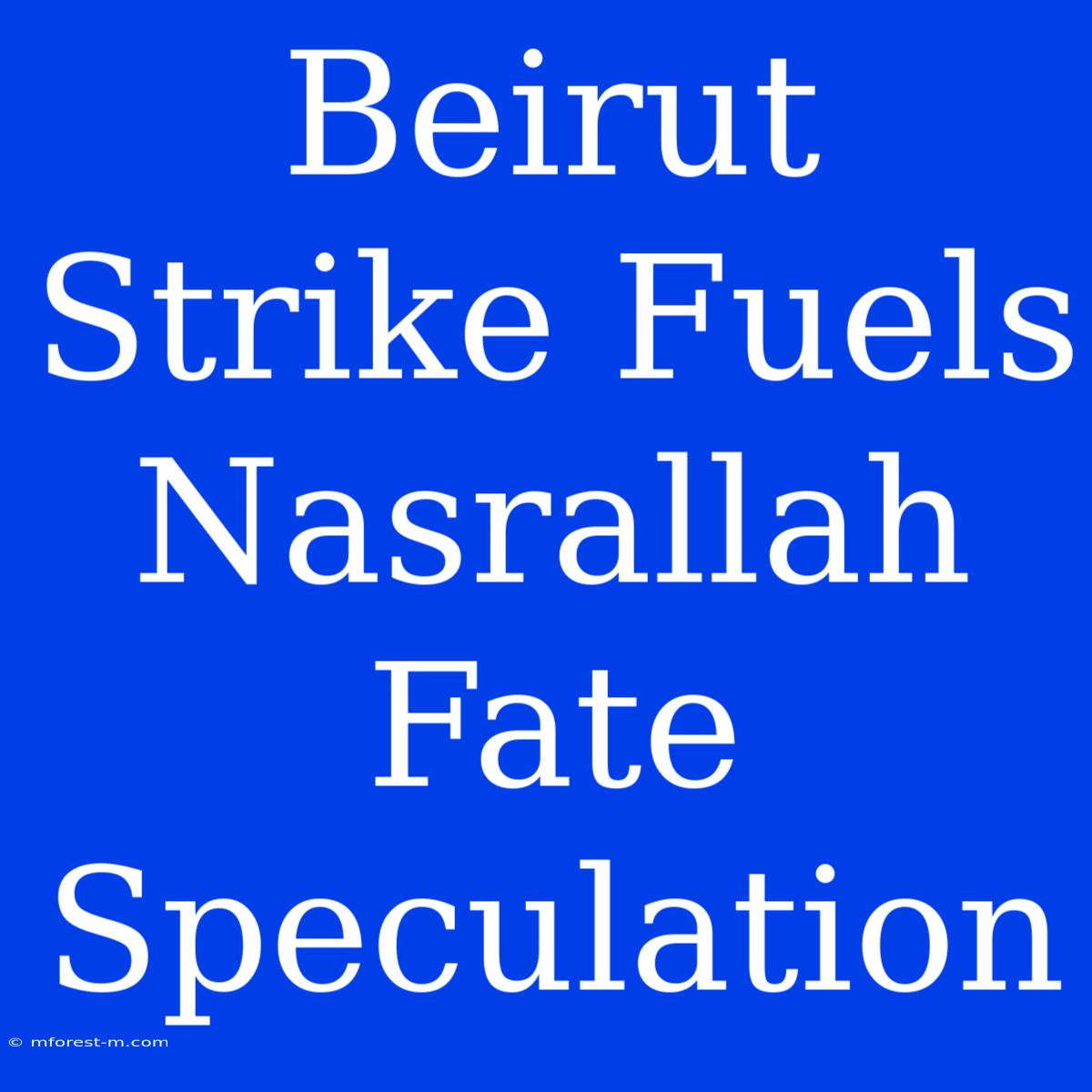 Beirut Strike Fuels Nasrallah Fate Speculation