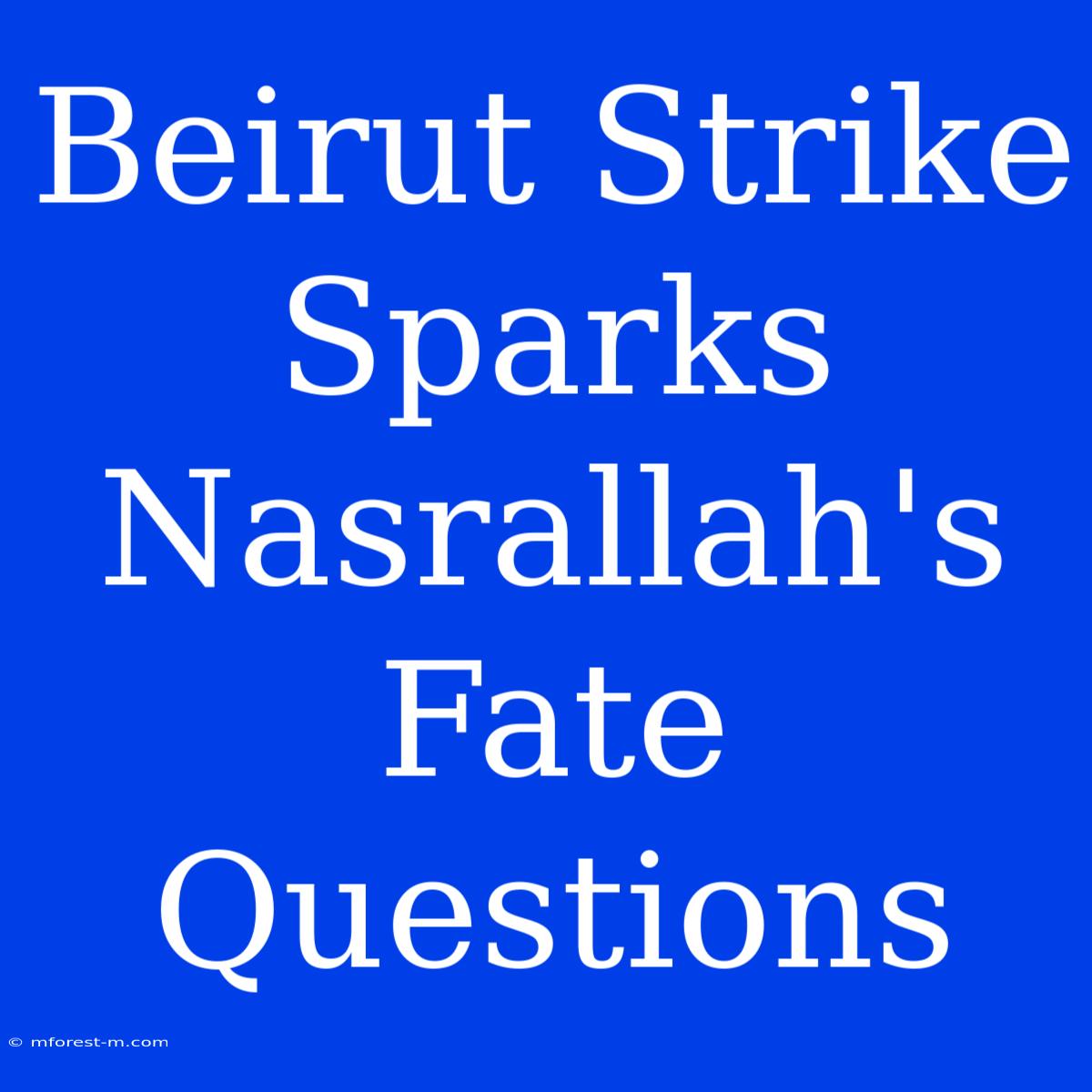 Beirut Strike Sparks Nasrallah's Fate Questions