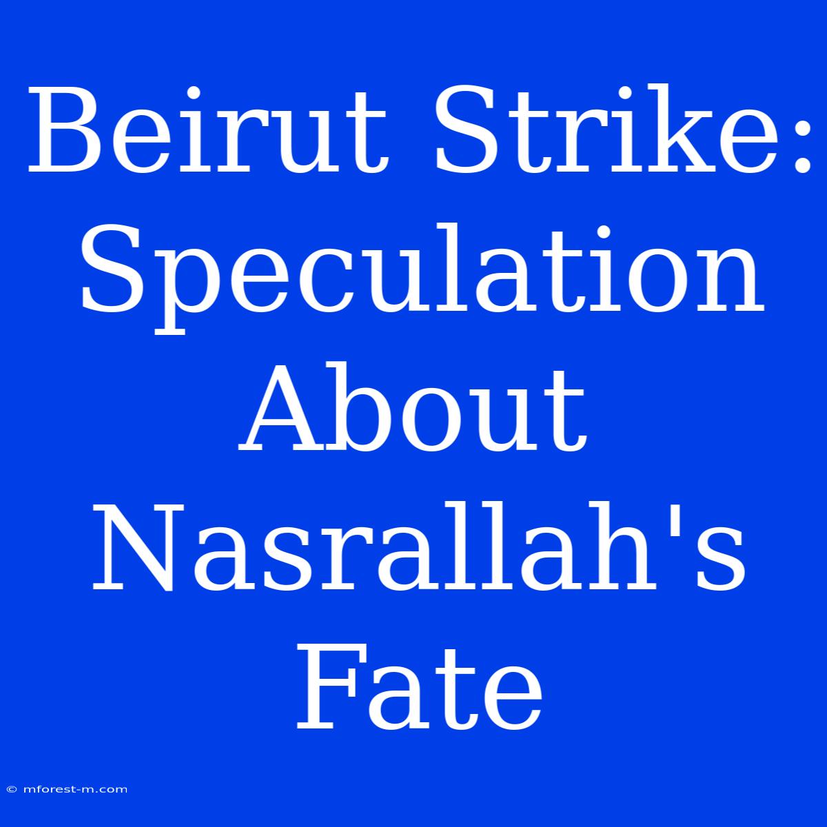 Beirut Strike: Speculation About Nasrallah's Fate