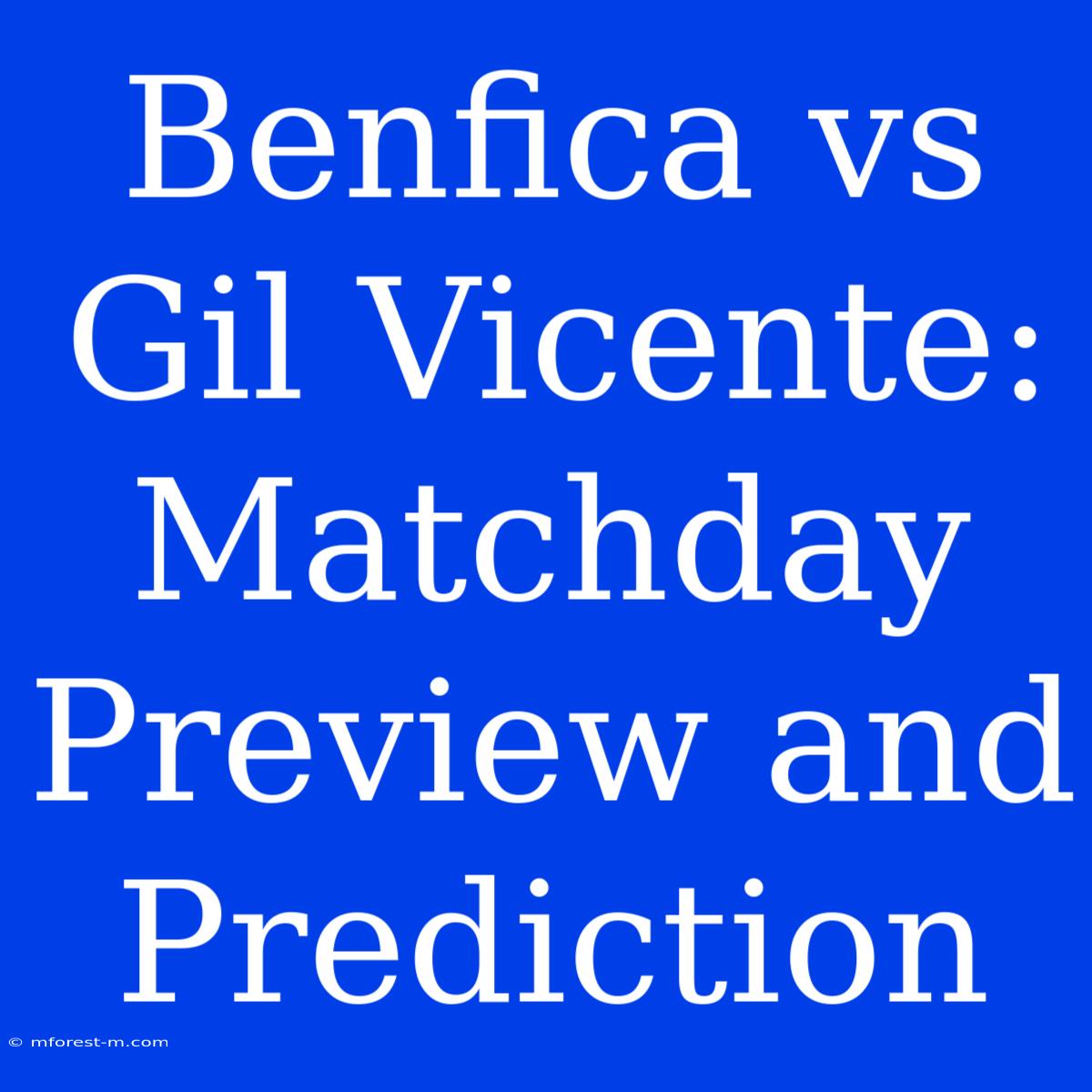 Benfica Vs Gil Vicente: Matchday Preview And Prediction 