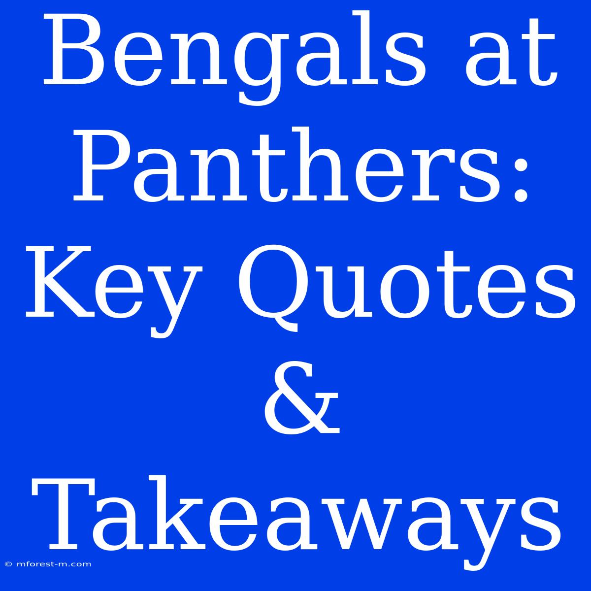 Bengals At Panthers: Key Quotes & Takeaways