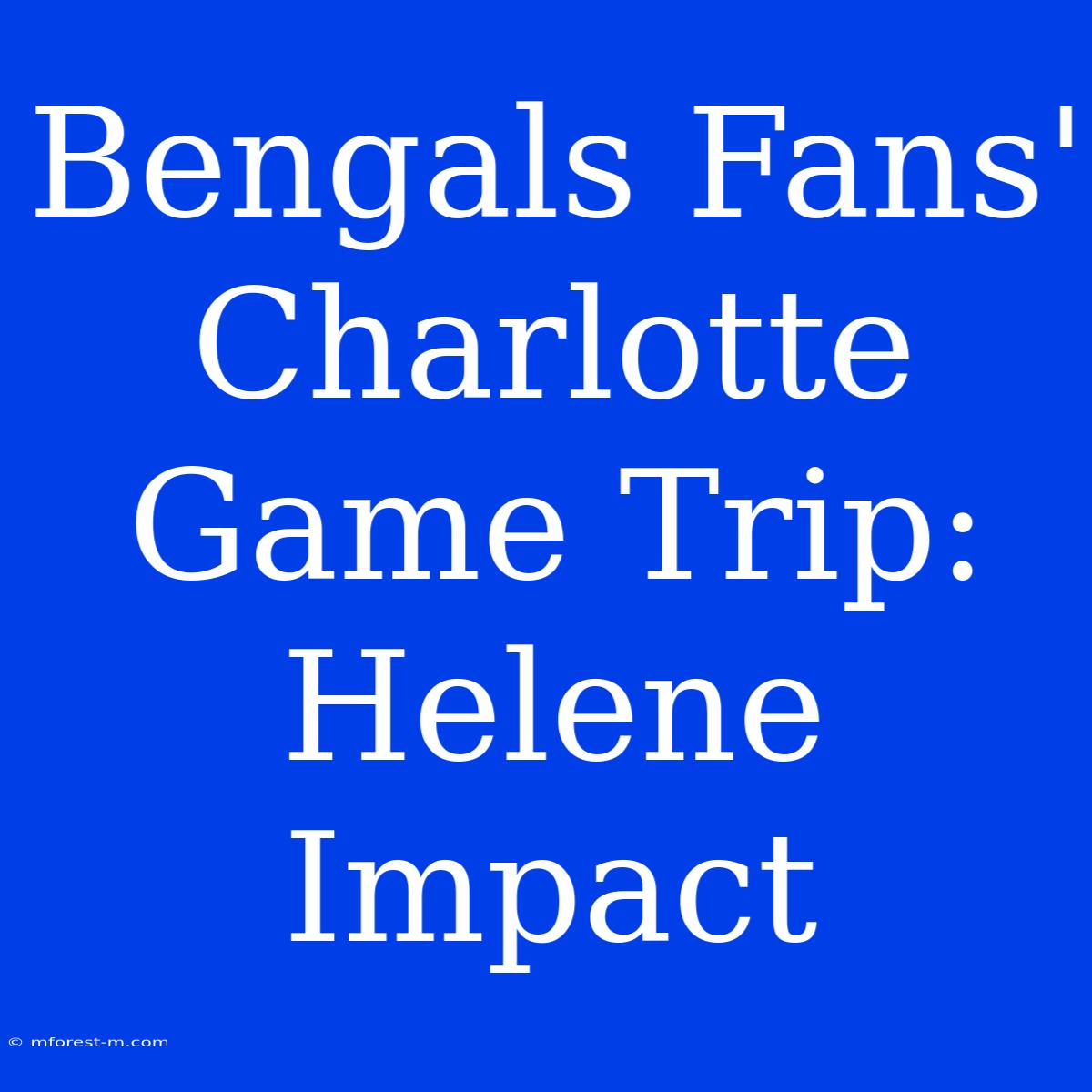 Bengals Fans' Charlotte Game Trip: Helene Impact