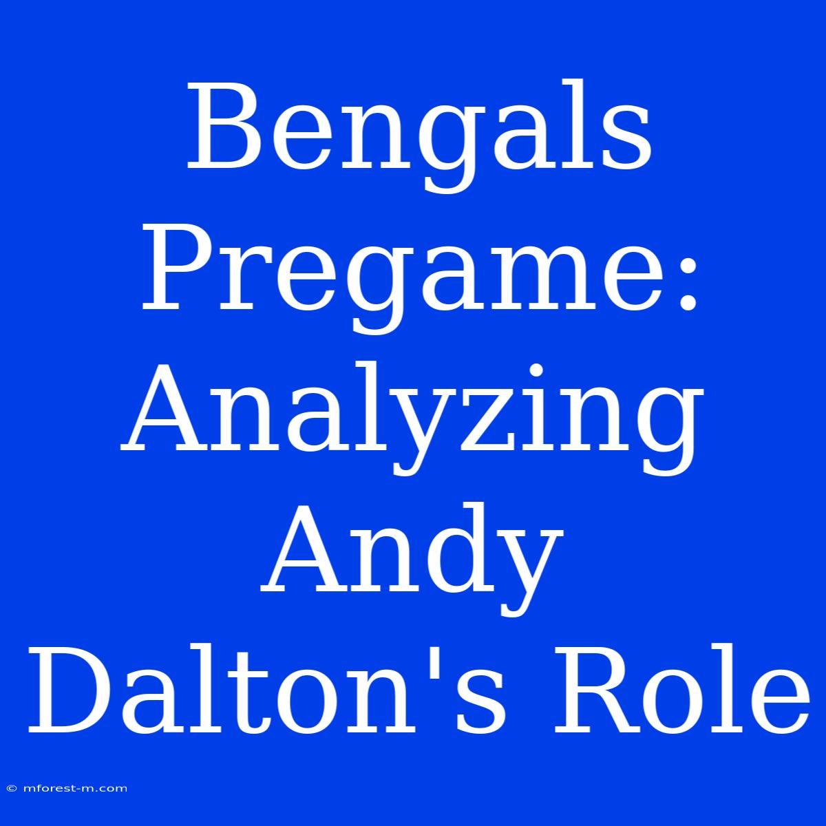 Bengals Pregame: Analyzing Andy Dalton's Role