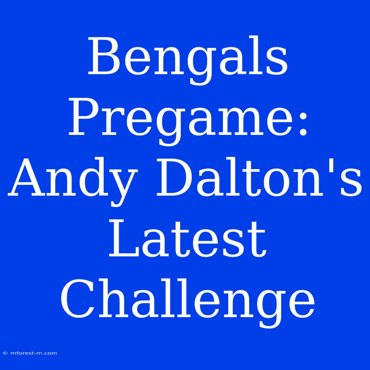 Bengals Pregame: Andy Dalton's Latest Challenge