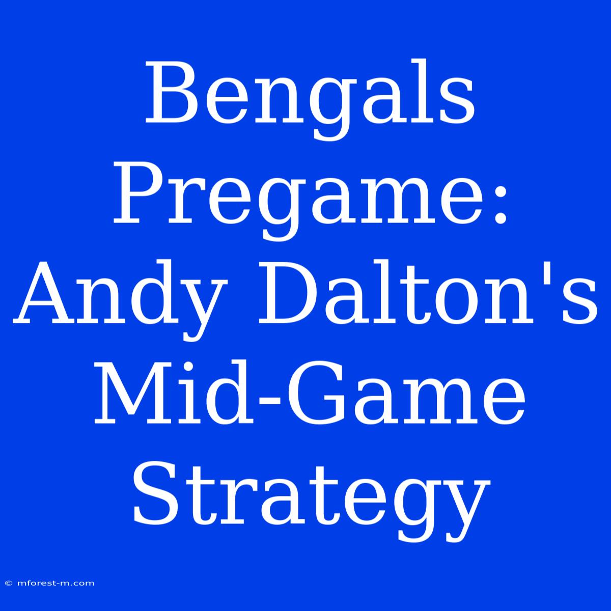 Bengals Pregame: Andy Dalton's Mid-Game Strategy