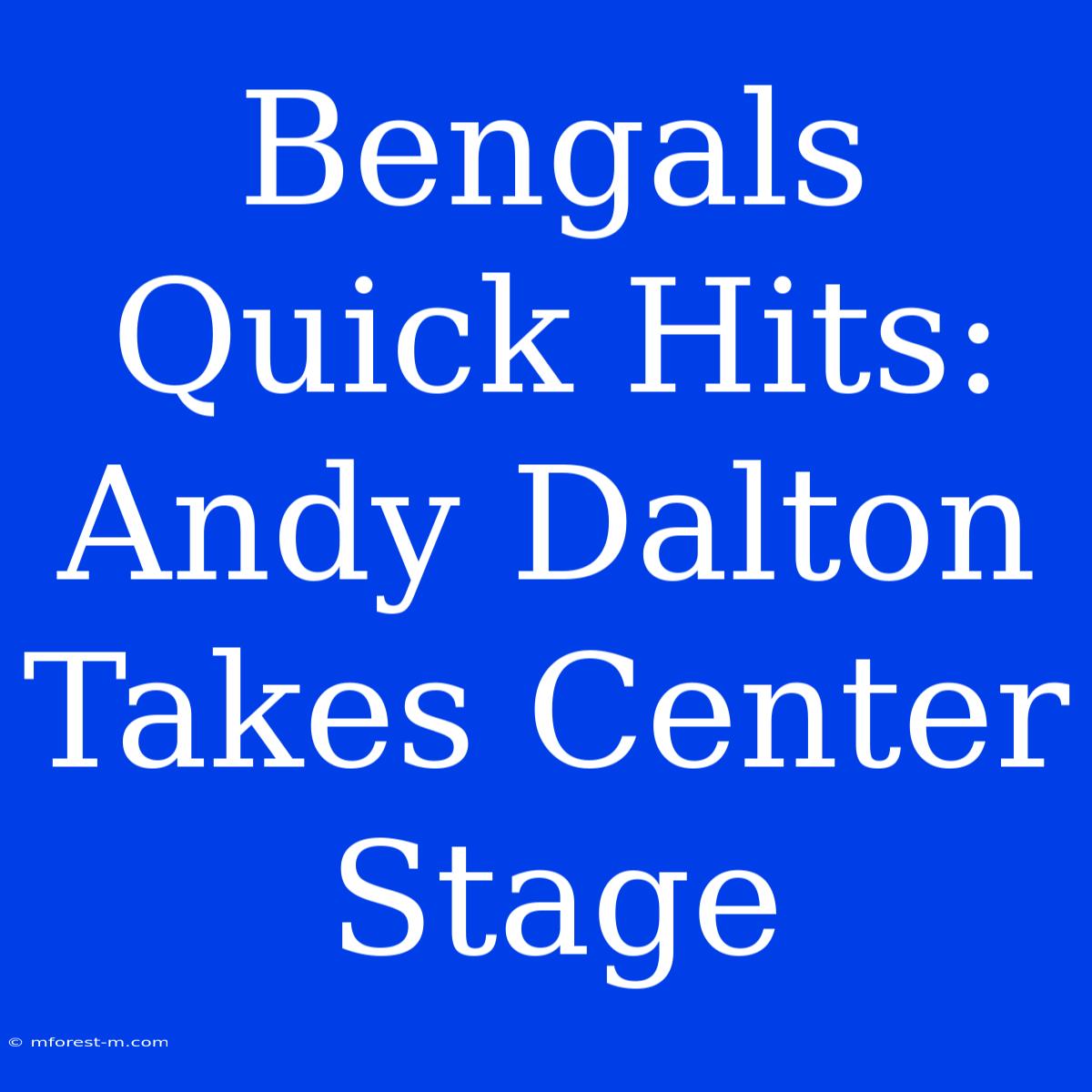 Bengals Quick Hits: Andy Dalton Takes Center Stage