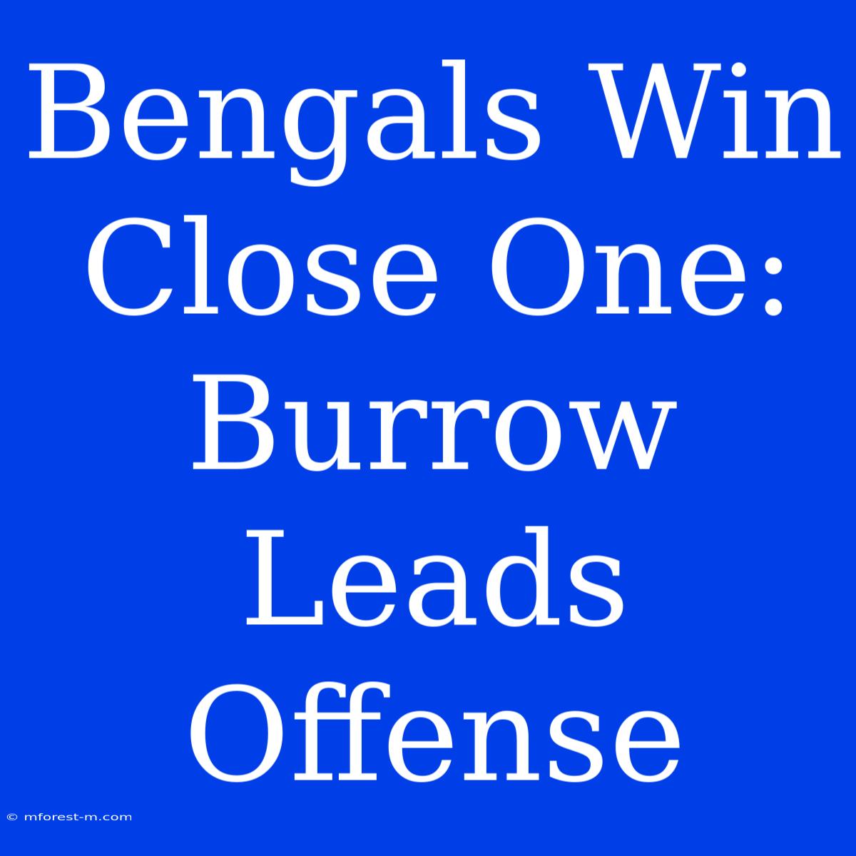 Bengals Win Close One: Burrow Leads Offense 