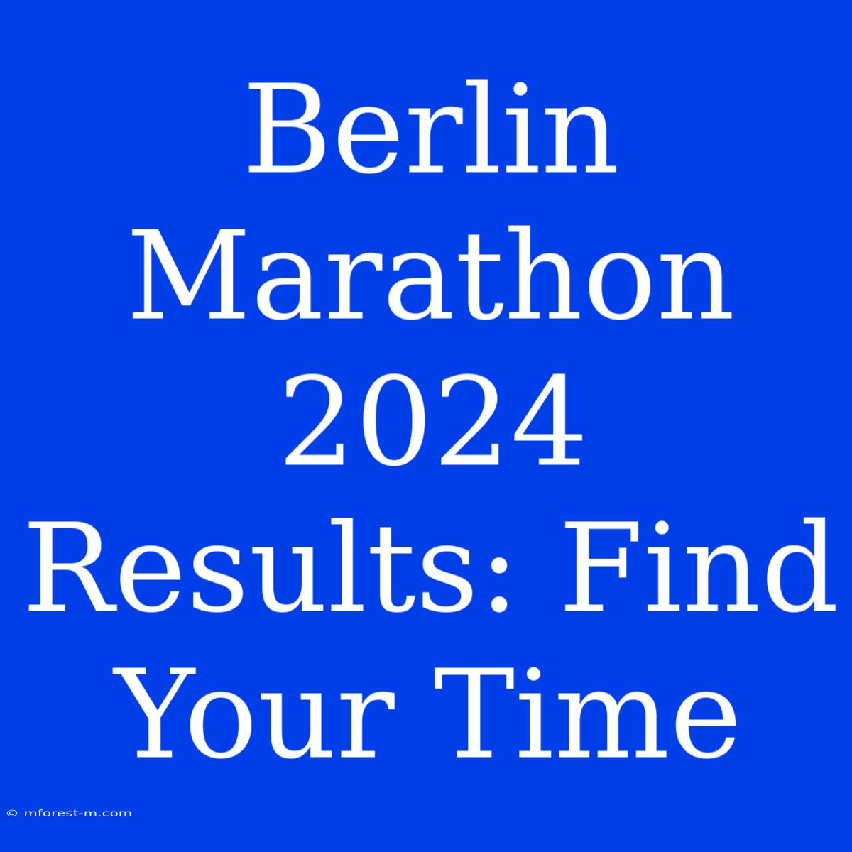 Berlin Marathon 2024 Results: Find Your Time