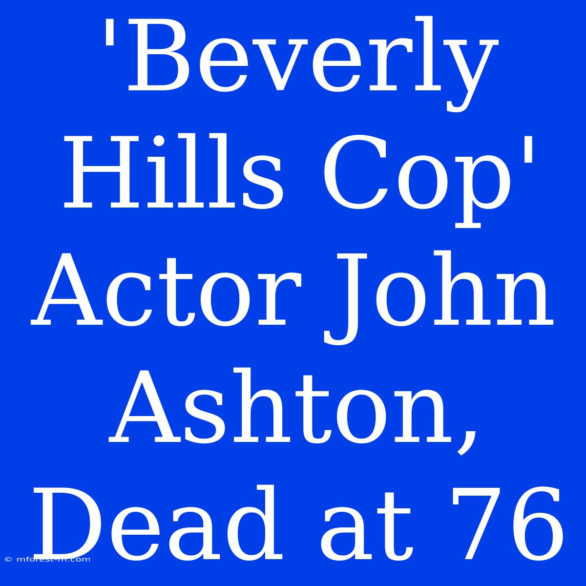 'Beverly Hills Cop' Actor John Ashton, Dead At 76