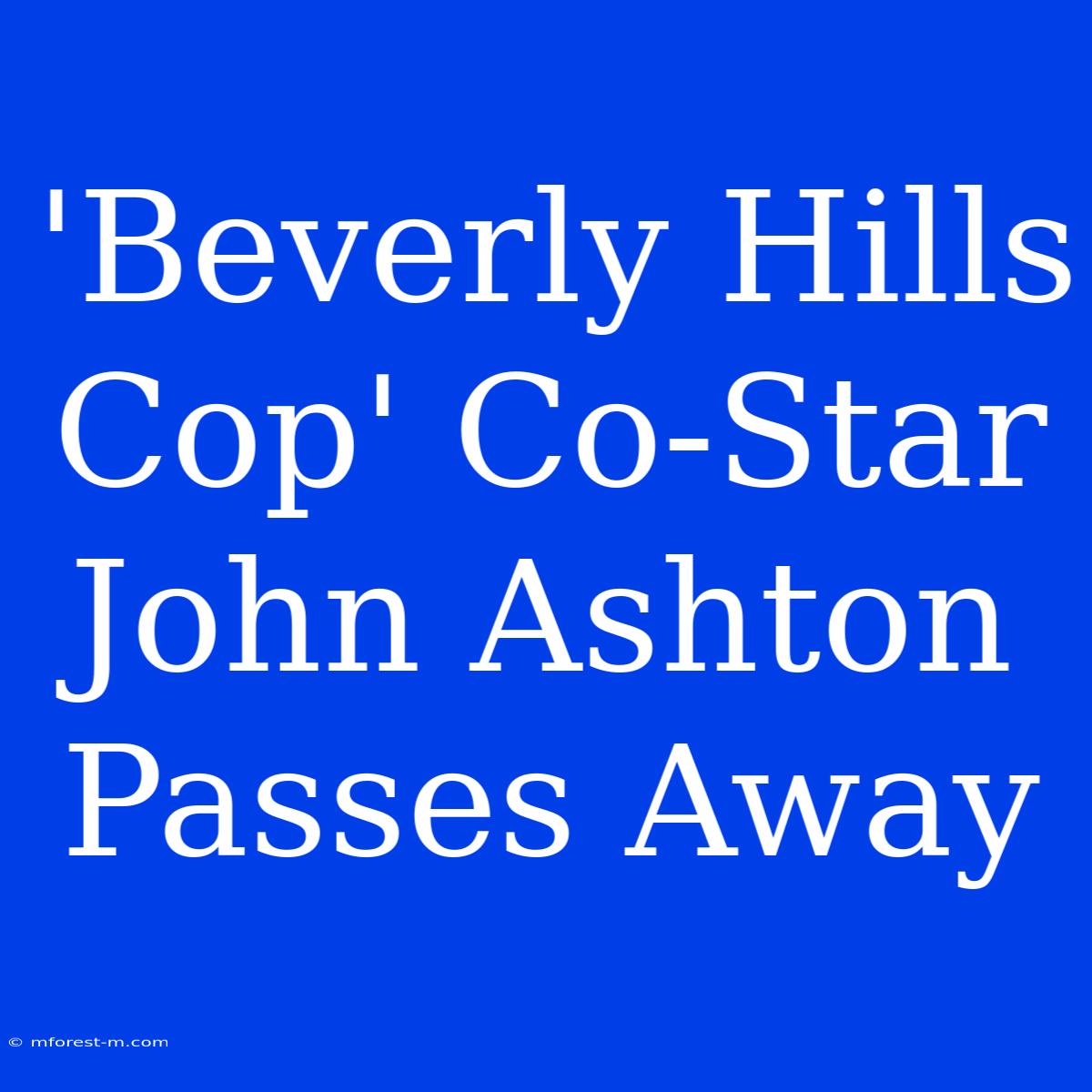 'Beverly Hills Cop' Co-Star John Ashton Passes Away