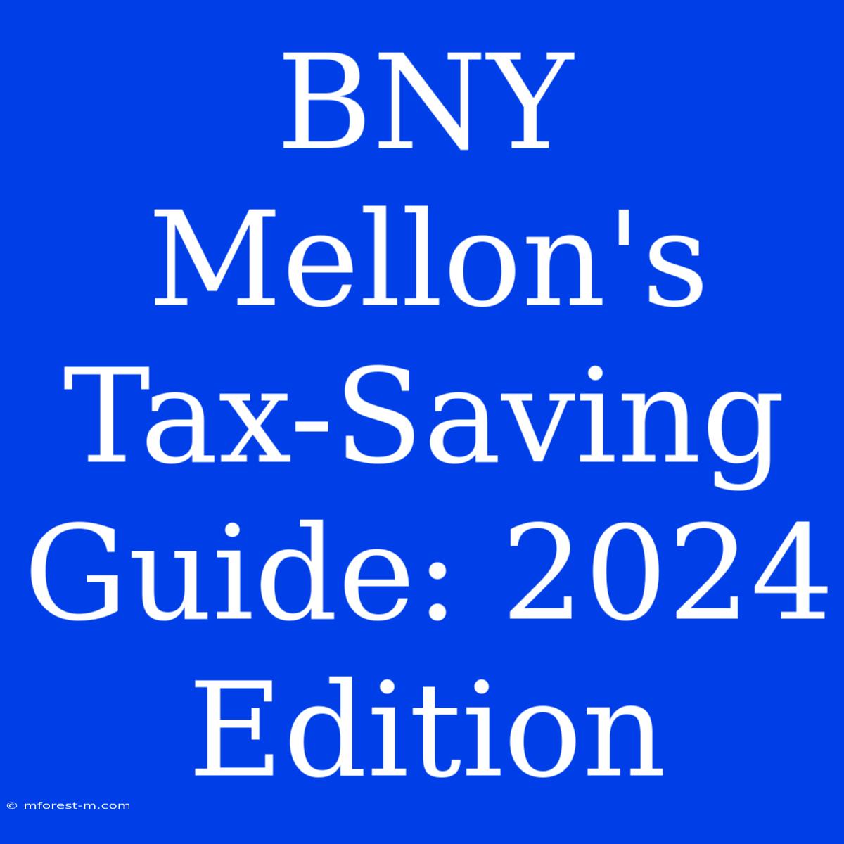 BNY Mellon's Tax-Saving Guide: 2024 Edition