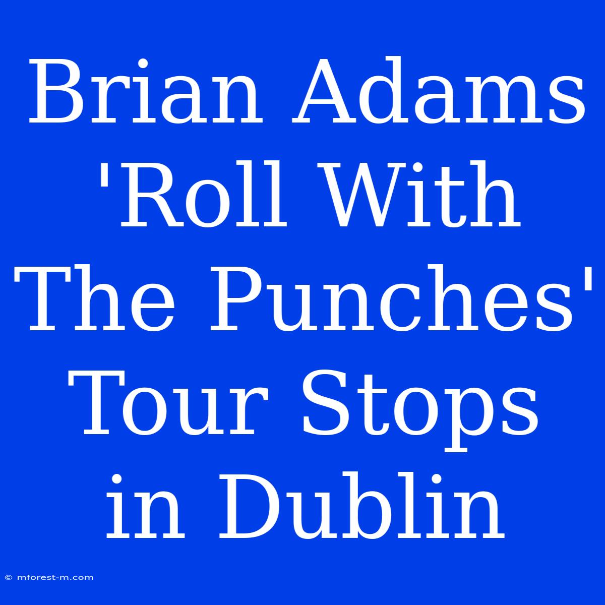 Brian Adams 'Roll With The Punches' Tour Stops In Dublin