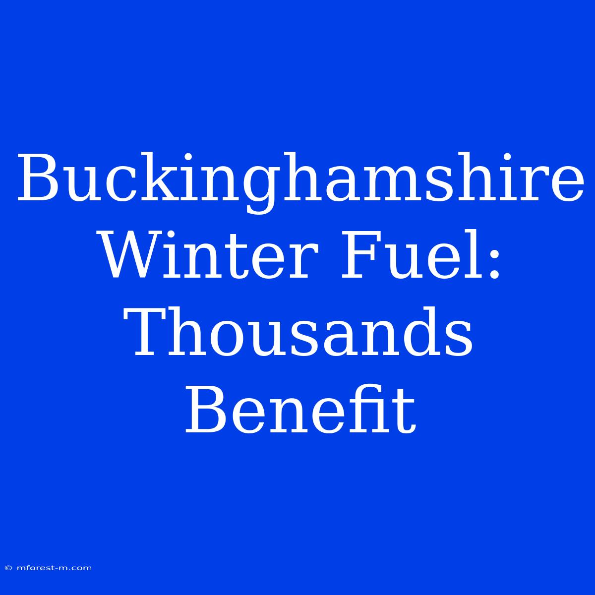 Buckinghamshire Winter Fuel: Thousands Benefit