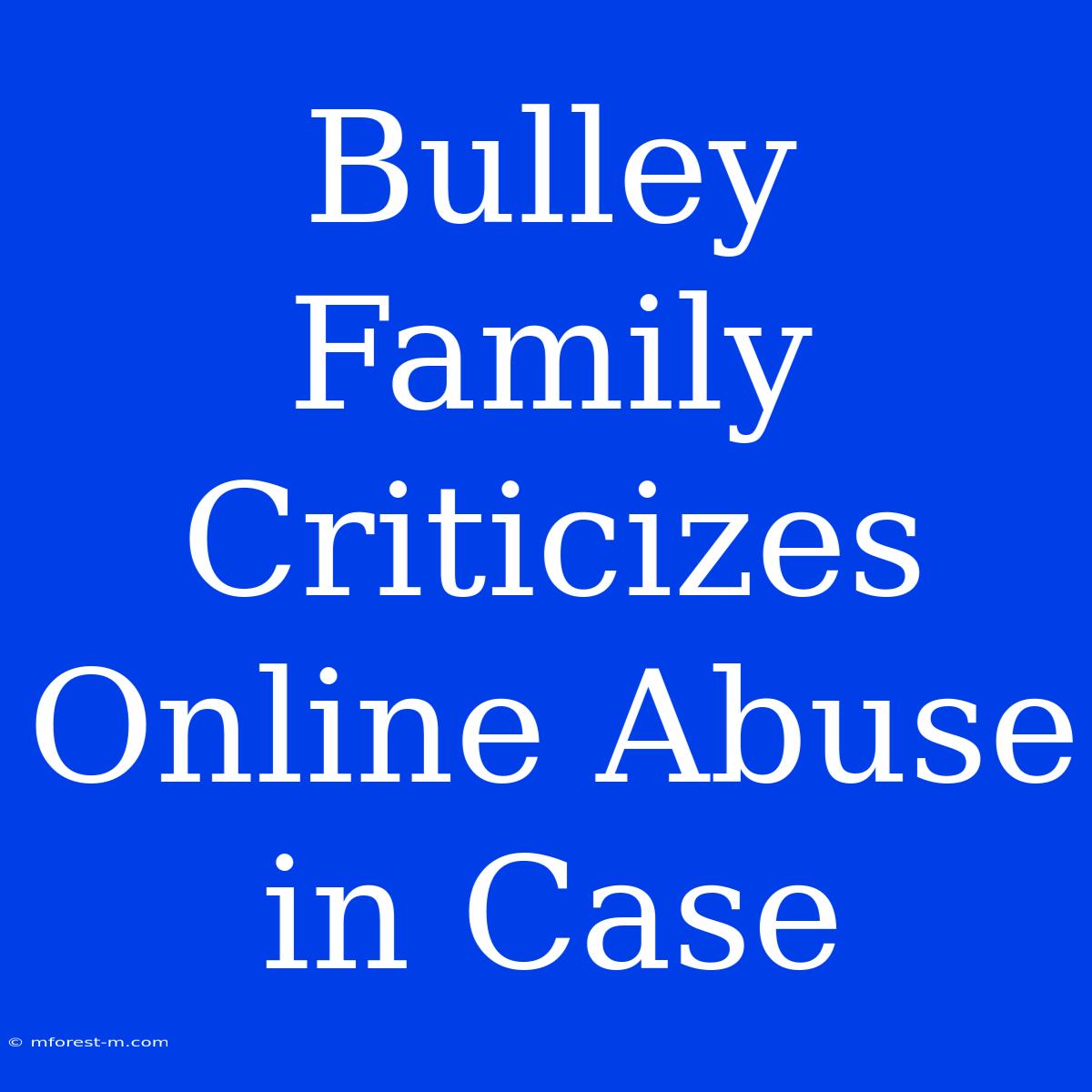 Bulley Family Criticizes Online Abuse In Case