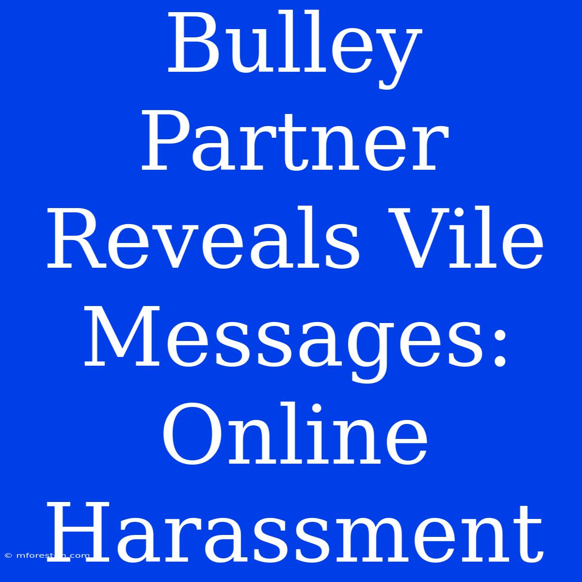 Bulley Partner Reveals Vile Messages: Online Harassment 