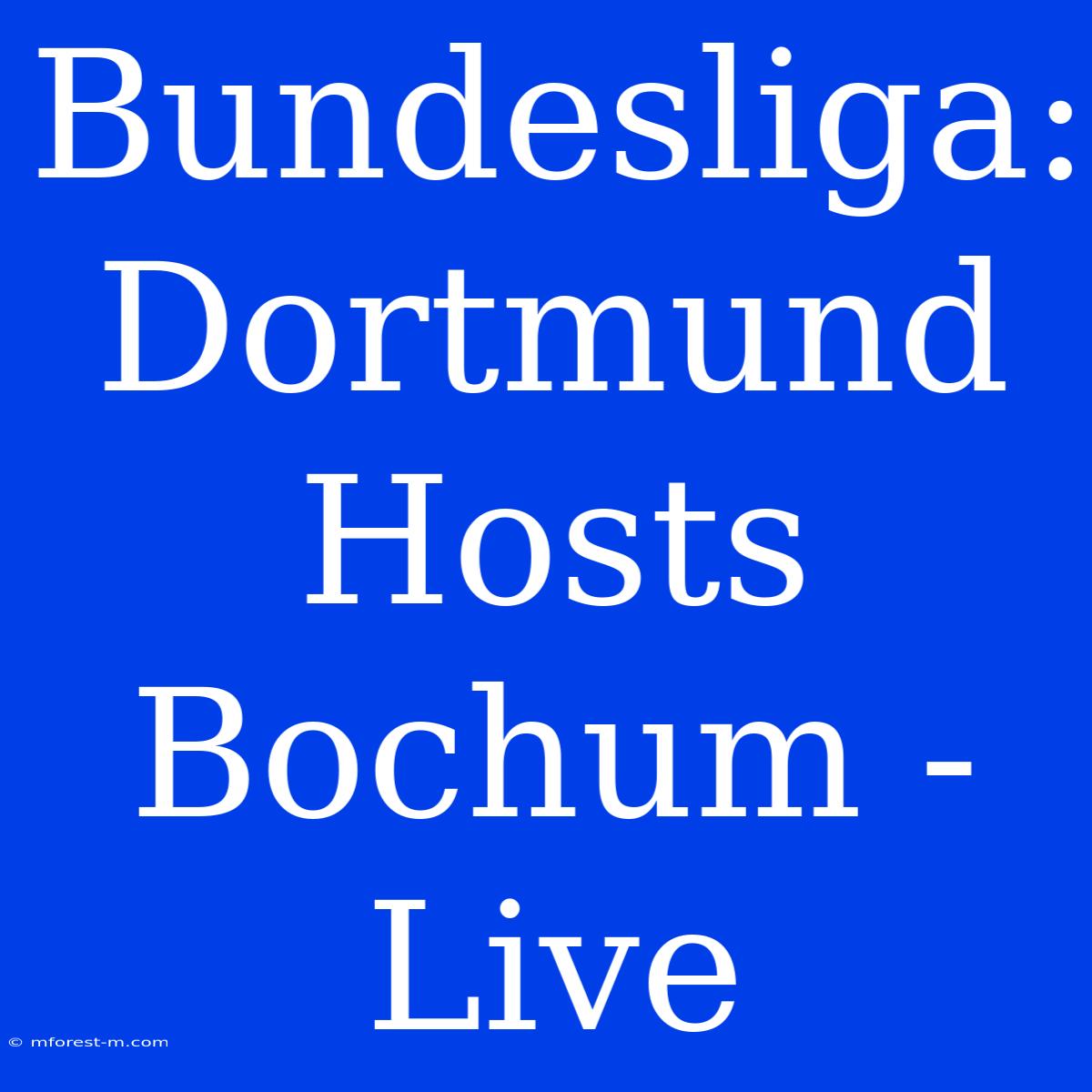 Bundesliga: Dortmund Hosts Bochum - Live