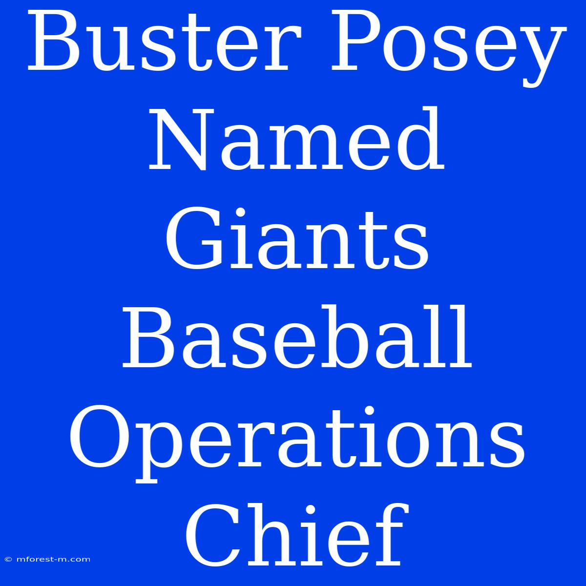 Buster Posey Named Giants Baseball Operations Chief