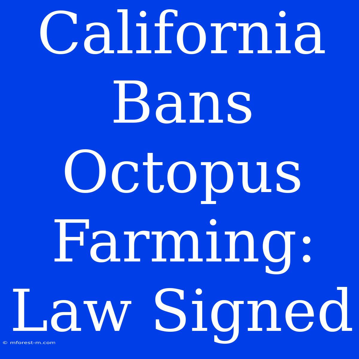 California Bans Octopus Farming: Law Signed