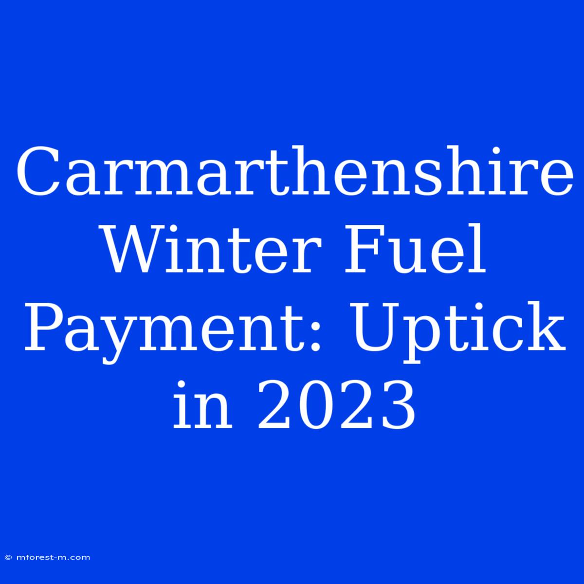 Carmarthenshire Winter Fuel Payment: Uptick In 2023