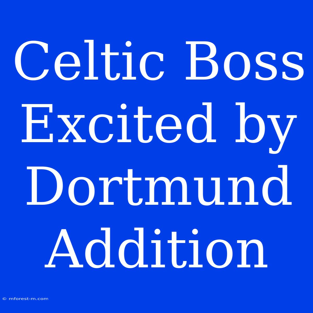 Celtic Boss Excited By Dortmund Addition