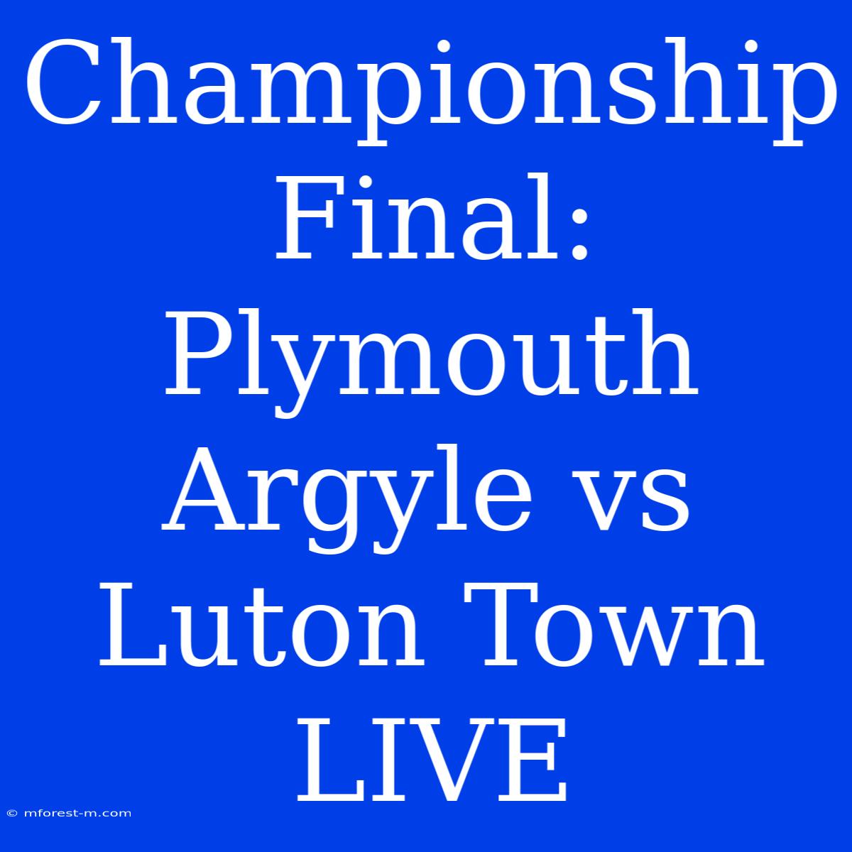 Championship Final: Plymouth Argyle Vs Luton Town LIVE 