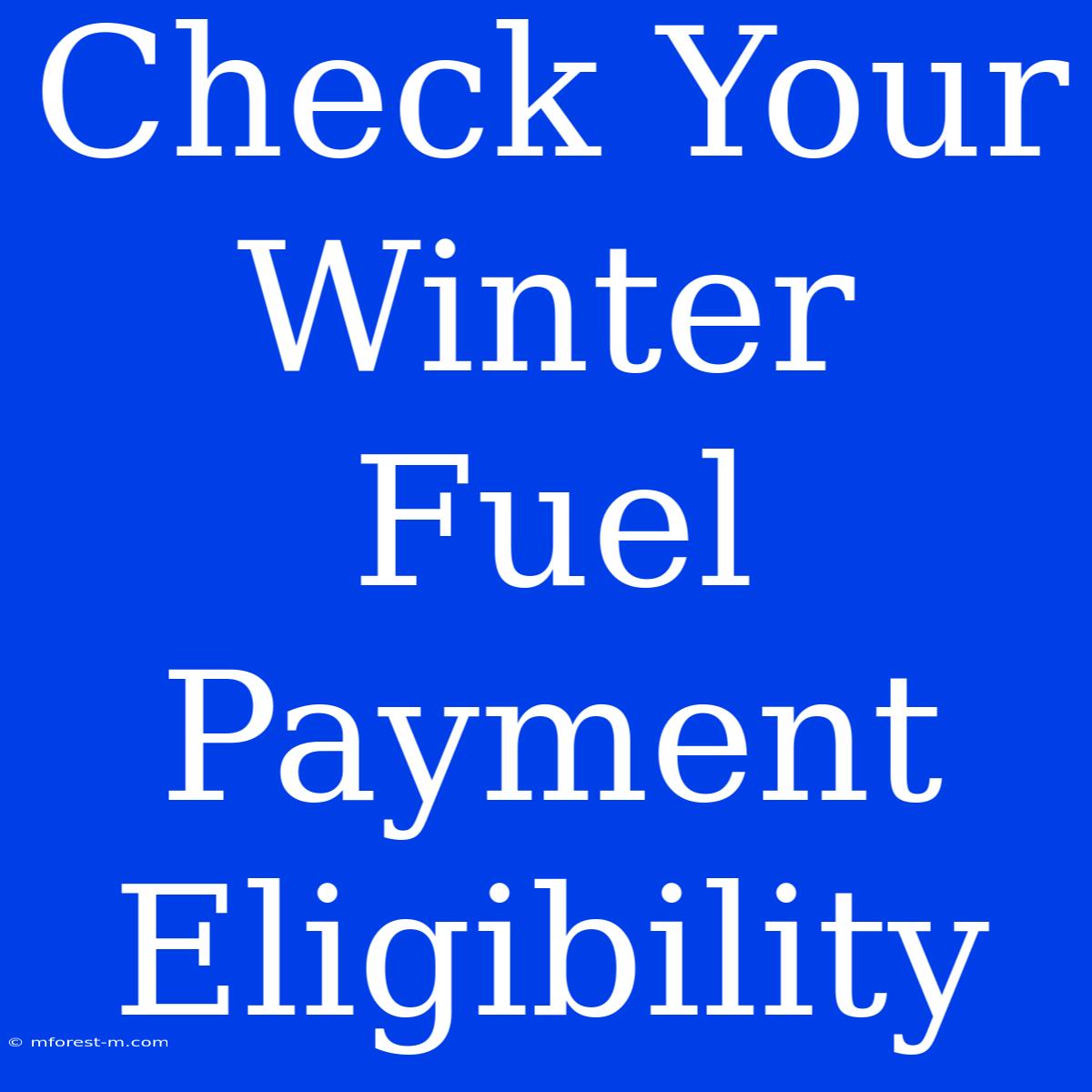 Check Your Winter Fuel Payment Eligibility