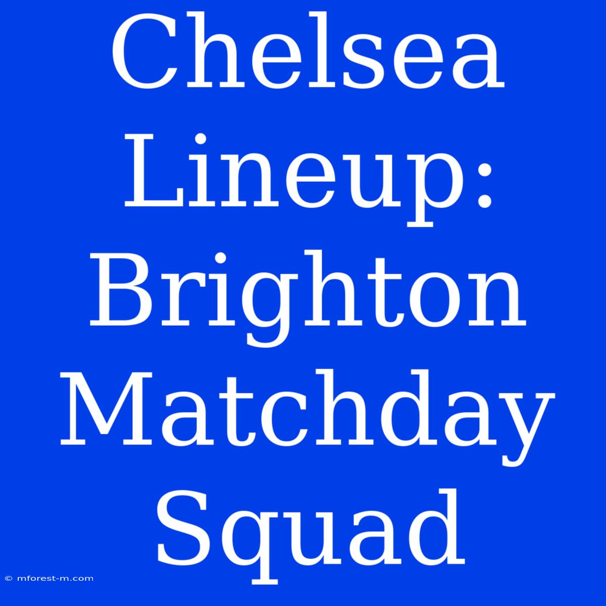 Chelsea Lineup: Brighton Matchday Squad