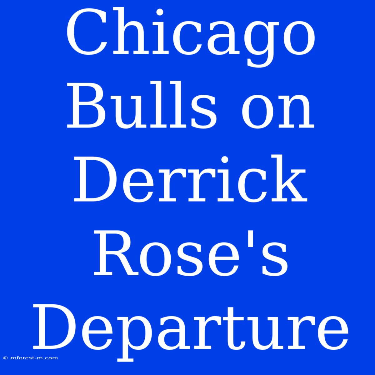 Chicago Bulls On Derrick Rose's Departure