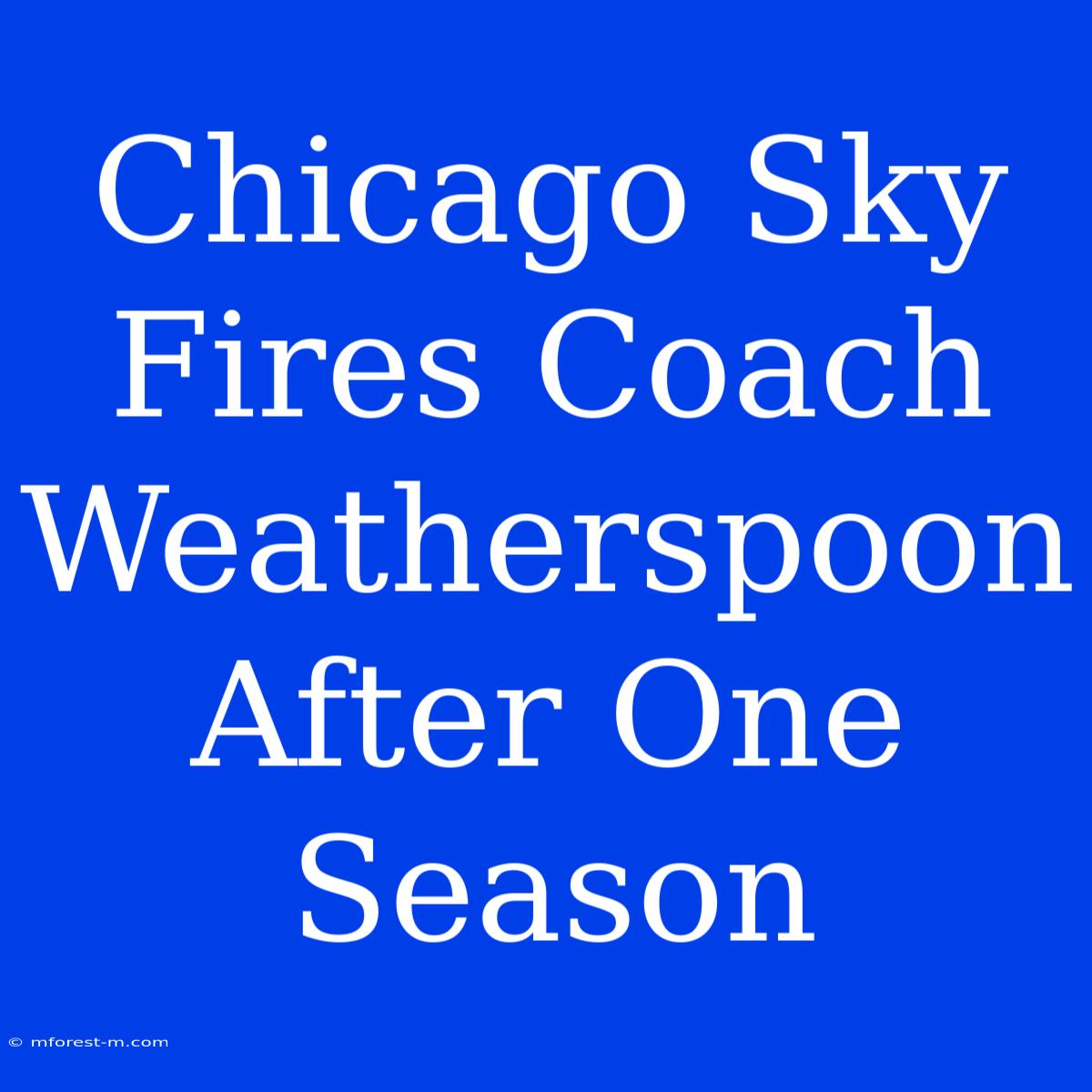 Chicago Sky Fires Coach Weatherspoon After One Season