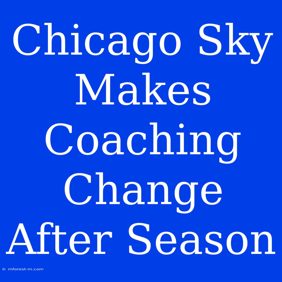 Chicago Sky Makes Coaching Change After Season