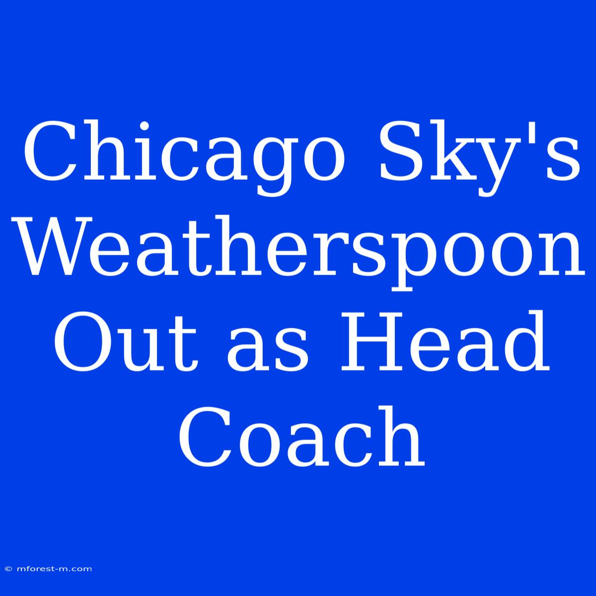 Chicago Sky's Weatherspoon Out As Head Coach