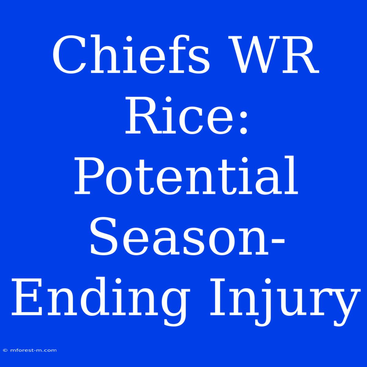 Chiefs WR Rice: Potential Season-Ending Injury