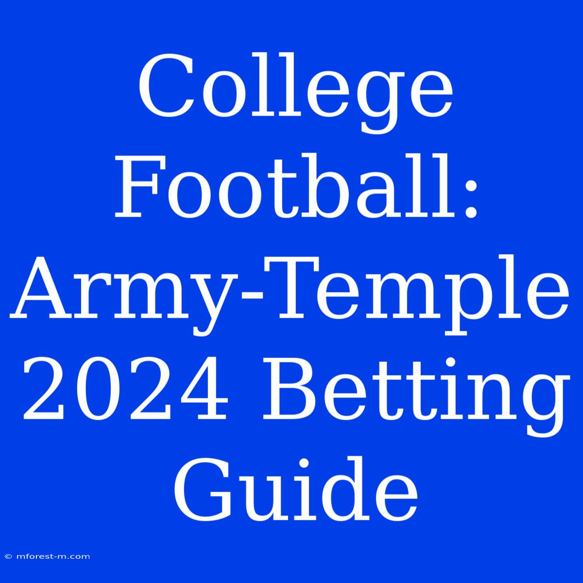 College Football: Army-Temple 2024 Betting Guide 